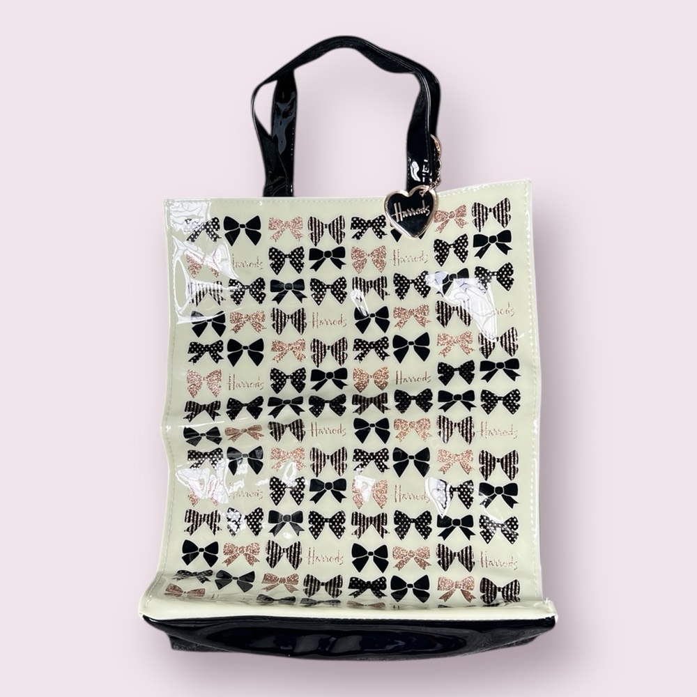 Harrods Black and Cream Bow Tote